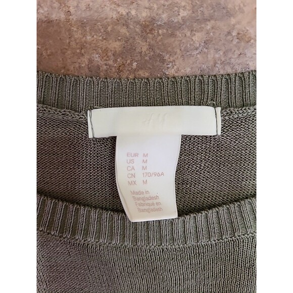 H&M Olive Lightweight Pullover High-Low Sweater Shirt Top Oversized  Medium - Picture 5 of 9